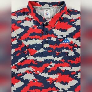 Puma Volition America Folds of Honor Golf Polo Red Blue Camo Mens XL Performance